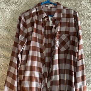 Maurices Brown and White Plaid women’s  Shirt